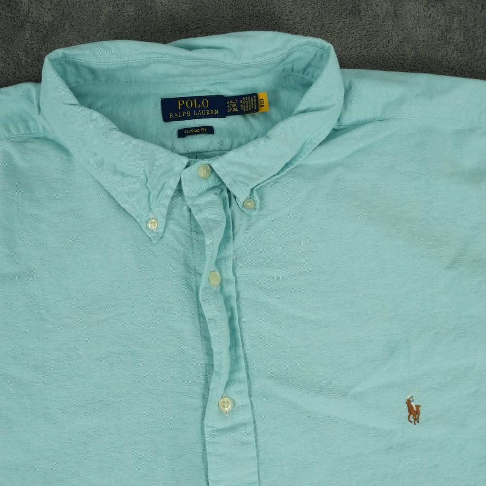 Polo Ralph Lauren Button Down Shirt Mens 4XLT Blue Classic Fit Short Sleeve Pony